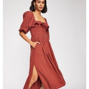 Free People Oasis Midi Dress in a Burnt Orange